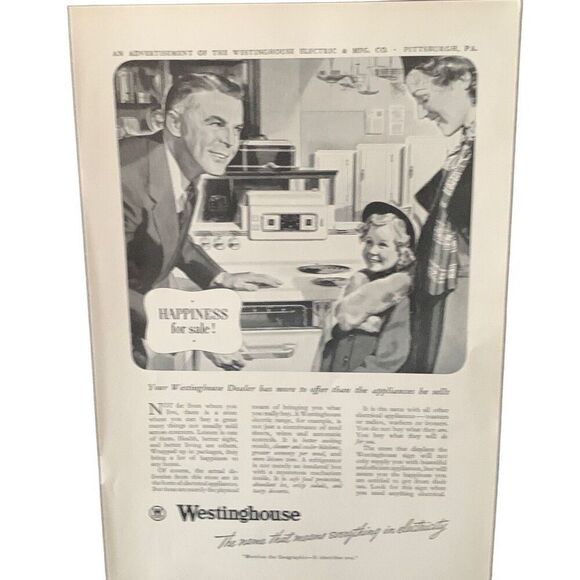 Vintage 1938 Westinghouse Happiness For Sale Ad Advertisement - Picture 2 of 4